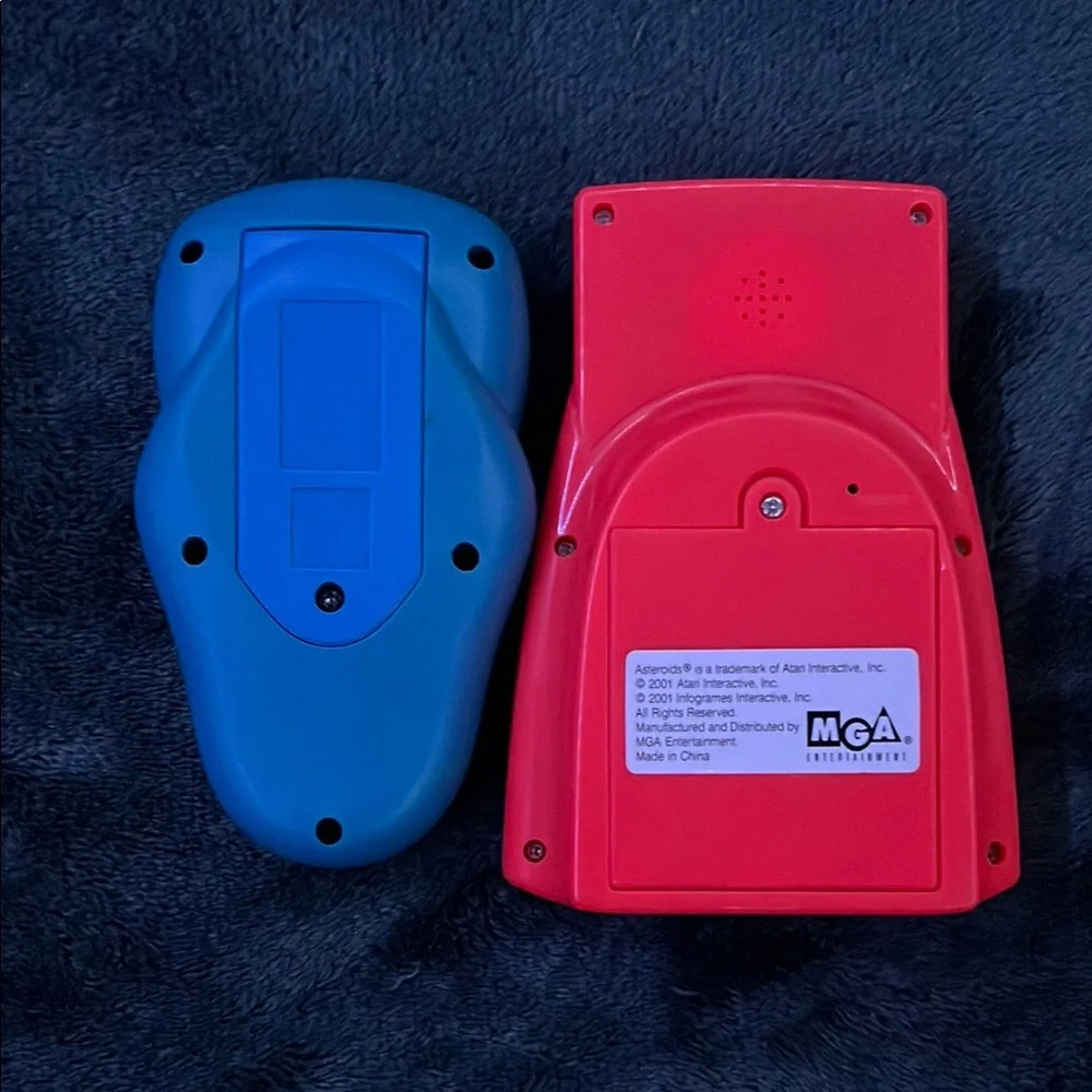 Vintage 2000s Tetris and Asteroids Handheld Games - Blue and Red